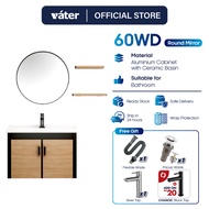 [VATER] 60WD Round Mirror Aluminium Bathroom Cabinet Ceramic Basin Sink Bathroom Basin Toilet Sink Basin Cabinet Sinki