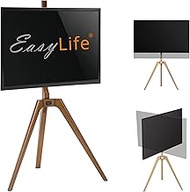 EasyLife TV Tripod Wooden Easel Tripod Studio TV Stand up to 65 Inches & 40 kg TV/Monitor, Swivellin