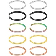 Velcare 1-16Pcs 16G 18G 20G 22G Nose Rings Hoops Nose Piercings Fake Nose Ring Fake Septum Nose Ring