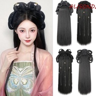 ALISONDZ Chinese Ancient Wig, Synthetic Antique Women Hanfu Wigs, Hairpiece Headdress Black Hanfu Wig Headband
