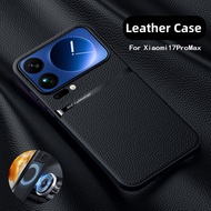 Leather Casing for Xiaomi 17 Pro Max Xiomi17ProMax Phone Case Luxury Car Magnetic Holder Full Lens P