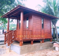 gazebo rumah kayu 3m x 4m kayu jati atap sirap kayu uli
