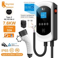 Feyree DLB 32A สาย Type2แบบที่ชาร์จอีวี7.6KWโหลดได้แบบไดนามิก EVSE Wallbox ฟังก์ชัน11KW แท่นชาร์จ22K
