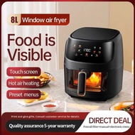 Air fryer 8L Visual air fryer Multifunctional Household Large Capacity Touch Electric fryer