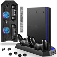 【Best value】 Brand New Ps4 Game Console Vertical Stand Cooling Fan For 4 / Pro With 2 Controller Charging Station