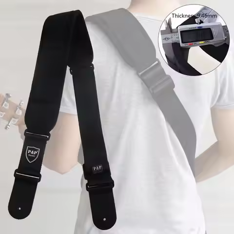 Adjustable Guitar Strap Genuine Leather End Widened Foam Shoulder Pad for Acoustic Electric Guitar B