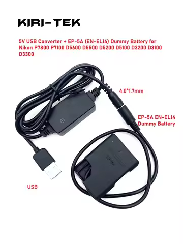 EN-EL14 Dummy Battery EP5A EP-5A DC Coupler USB Converter for Nikon D3100 D3200 D3300 D3400 D3500 D5