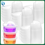 [yingchuanshui.my] 100 Sets 1.5 Oz Clear Heart Shaped Jello Cups with Lids, Small Condiment Containe