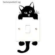 factoryoutlet2.sg Black cute cat light switch wall er diy home decoration animal pvc mural Hot