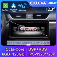 EKLEVA วิทยุอัตโนมัติแอนดรอยด์14นิ้ว12.3 "IPS 6 + 128GB สำหรับ Skoda 3 2015-2019เครื่องเล่นภาพเคลื่อ