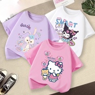 【220G 100%Cotton T-shirt】DUDU COD Kitten 2-12yrs Short Sleeve Cotton T-Shirt For Girls Cute Kuku Ste