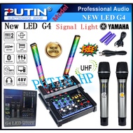 The New Yamaha G4 LED Signal Light Mixer Power Mixer 4Channels USB Bluetooth with 2 Wireless Mic