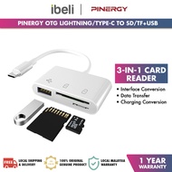 PINERGY OTG CARD READER 3 IN 1 LIGHTNING / TYPE-C TO SD/TF + USB CONVERSION CABLE