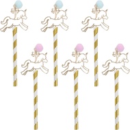 10PCS Carousel Horse Cupcake Toppers Carousel Horse Party Cake Decorations Carnival Cupcake Picks Ca