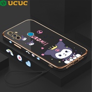 (Local Ready) UCUC Softcase Case Casing hp Untuk Realme C3 C30 C30S C31 C33 C35 C55 (Lanyard Gratis) Kartun Sanrio Cinnamoroll Square Edge Pattern Design Luxury Plating Soft Phone Case