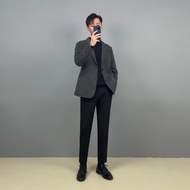 TIDE BEAR เสื้อสูททำงานทำจากผ้าขนสัตว์สำหรับผู้ชายแจ็คเก็ตสีทึบเสื้อเบลเซอร์หนา