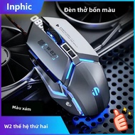 Inphic W2 Im Lặng Chuột Chơi Game Có Dây USB 4000 Dpi Quang Điện Tử Cơ Khí Kim Loại Phong Cách Thích