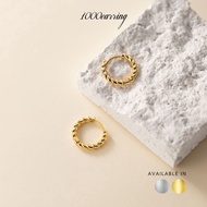 1000earring 925 Sterling Silver Diana Huggies Earrings - Gold/Silver