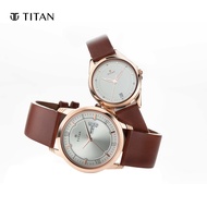 Titan Bandhan Silver White Dial Leather Pair Watches 17742565WL01