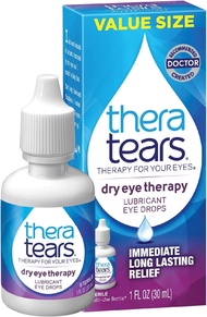Thera Tears TheraTears Eye Drops for Dry Eyes, Dry Eye Therapy Lubricant Eyedrops, Provides Long Lasting Relief, 30 mL, 1 Fl Oz (Pack of 1) Value Size