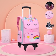 Kids Backpack Unicorn School Rolling Backpack for Girls Trolley Backpack School Bag with Wheels