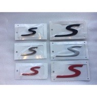 Porsche "S" Emblem ( Chrome / Black / Red )