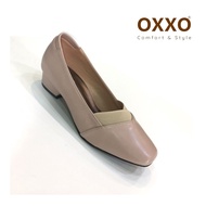 OXXO รองเท้าแฟชั่น รองเท้าคัทชู รองเท้าใส่ทำงาน หญิง ทรงหัวตัด หน้ากว้าง เท้าบาน เท้าอวบก็ใส่ได้ ประดับด้วยยางยืดเพิ่มความกระชับ SM3345