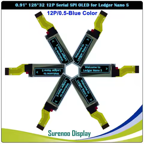 Surenoo 0.91" 12832 128x32 12Pin 12P SSD1306 Serial SPI PMOLED OLED Display Module Panel for Ledger 