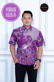 Hem batik warna purple / batik pria terbaru 2021 warna ungu / baju batik lengan pendek terbaru / bat