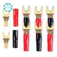 Y Plug Spade Connector for Speaker Wire,8 Pcs Y Spade Plug 45 Degree Gold Plated U Fork Spade Plug C