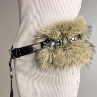 Y2K Asian Culture Unique Furry Belt American Retro Stitching Matching Accessories Hot Girl Belt y2k 