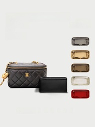 กระเป๋าใส่เครื่องสำอาง Chanel 24C ด้านในสายโซ่ กล่องทรงกลมสีทอง กระเป๋าใส่ของในกระเป๋า ผ้าไนลอน สีพื