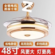 Invisible Living Room with Fan Smart led Bedroom Frequency Conversion Chandelier Bluetooth Fan Light