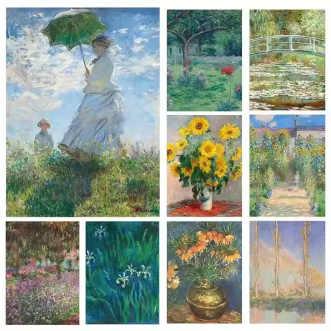 Diamond Painting Abstract Landscape Poster Claude Monet Classic Collection Nordic Wall Art For Moder