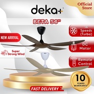 DEKA+ BETA 56'' 5 Blades 14 Speeds + TURBO with Remote Control DC Ceiling Fan Black/White/ Walnut/ P