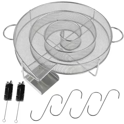 Round Smoke Generator for Pork Beef Salmon Cheese Stainless Steel Dust Chip Smoker Tray Outdoor BBQ 