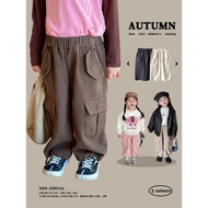 Trendy khaki cargo pants for children HS33032