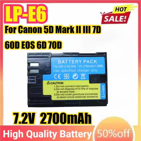 LP-E6 LPE6 LP E6 7.2V 2700mAh Camera Battery For Canon 5D Mark II III 7D 60D EOS 6D 70D 80D EOS 5DS 