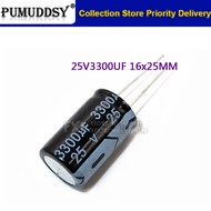 5PCS  25V3300UF 16*25mm 3300UF 25V 16*25 Electrolytic capacitor New original