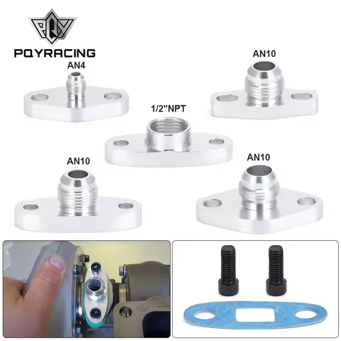 AN4/10 1/2"NPT Turbo Oil Feed Inlet / Drain Outlet Flange Adapter Kit w/Gasket For T3 T4 T25 T28 T30