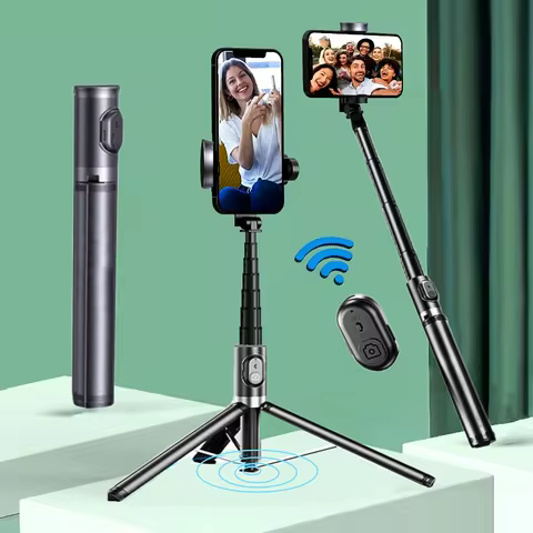 2025 1.7m foldable selfie stick tripod with bluetooth remote monopod for smartphone balanced and sta