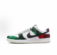 รองเท้าบอร์ดต่ำ NIKE Dunk Retro "ลายตาราง" 100% สำหรับทุกเพศ สีขาวเขียว