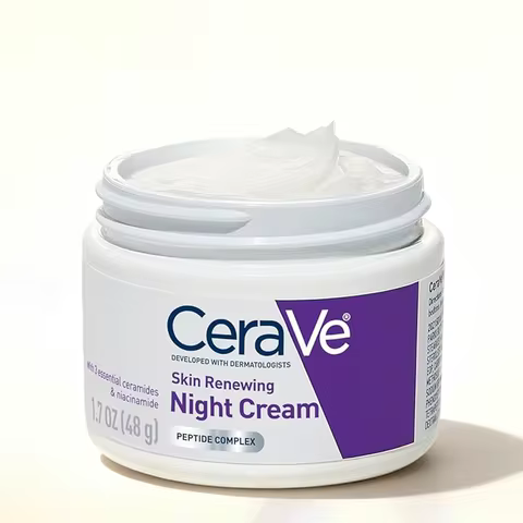 CeraVe Skin Renewing Night Cream, Peptide Complex, Hyaluronic Acid & Ceramide Moisturizer for Face, 