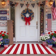 Duraaamo Red White Striped Rug 2' X 3' For Christmas Outdoor Entryway Decor