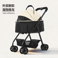Pet Stroller Lightweight One-Button Foldable Cat Stroller Separable Dog Stroller Small Dog Puppy Str