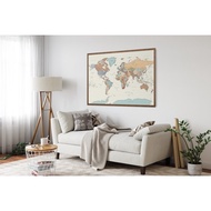 Accurate World Map Poster - Large Wall Travel Map Print - Detai Political Globe Map - Cool Map Poste