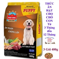Combo 3 Gói Thức ăn hạt cho Chó con PRO-DOG PUPPY Gói 400g Xuất xứ Pro-Pet Việt Nam Dinh dưỡng hoàn