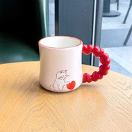 Starbucks Cup Starbucks Valentine's Day Pink Love Handle Cat High-value Light Luxury Ceramic Coffee Mug