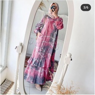 Gamis Jumputan Widya katun Micro Tiedye Model Rumbai Gamis Jumputan Premium / Gamis Wanita Terbaru 2