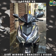 Yamaha Aerox V2 and V1 Side Mirror with Bracket and Visor w Stainless Bolts SEC NEMO Mutarru